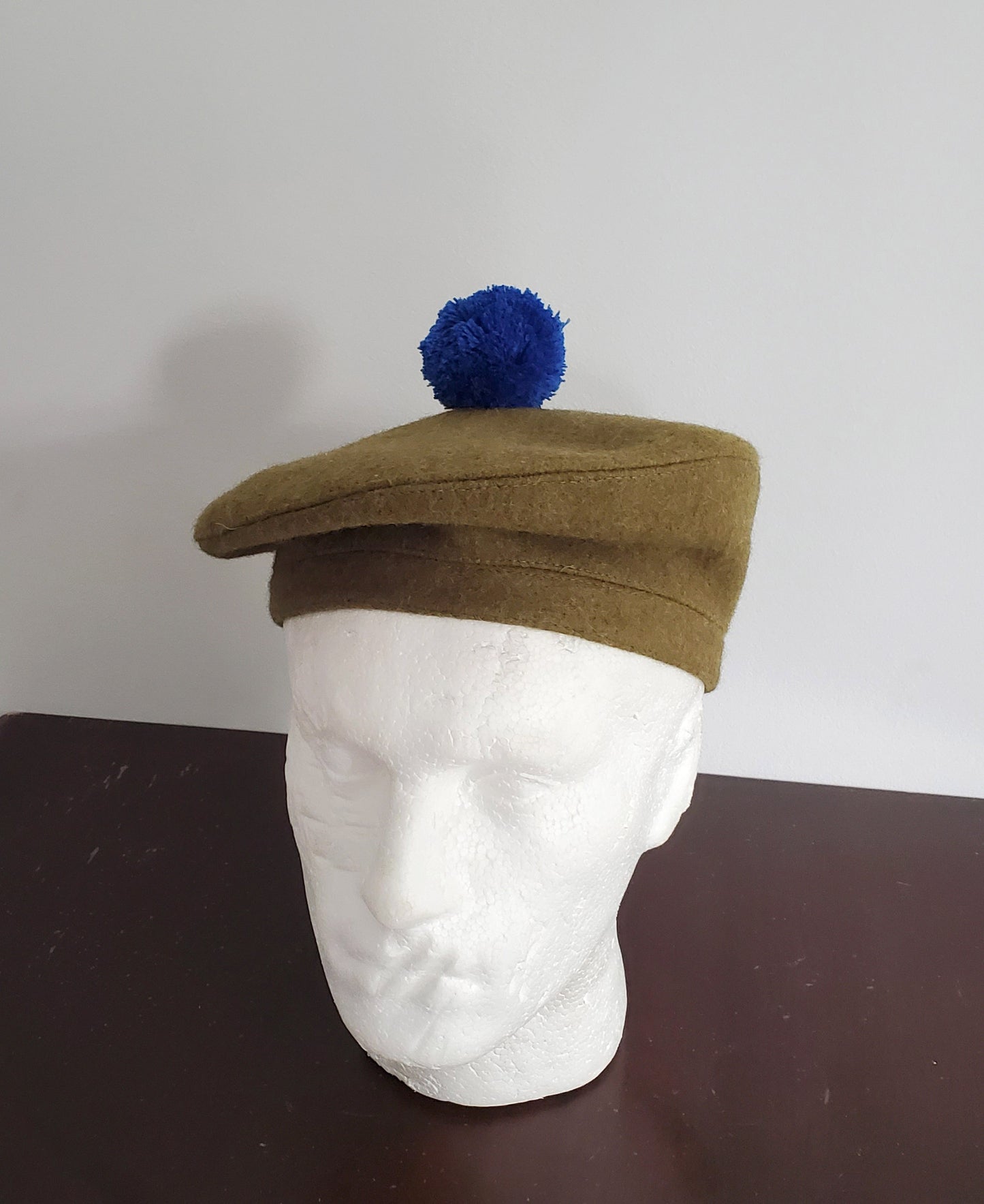 Military Tam O Shanter Hat, Scott's Beret With Blue Pom