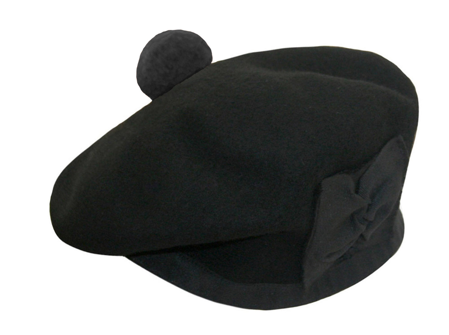 Black Wool Balmoral Hat For Pipe Band Hat