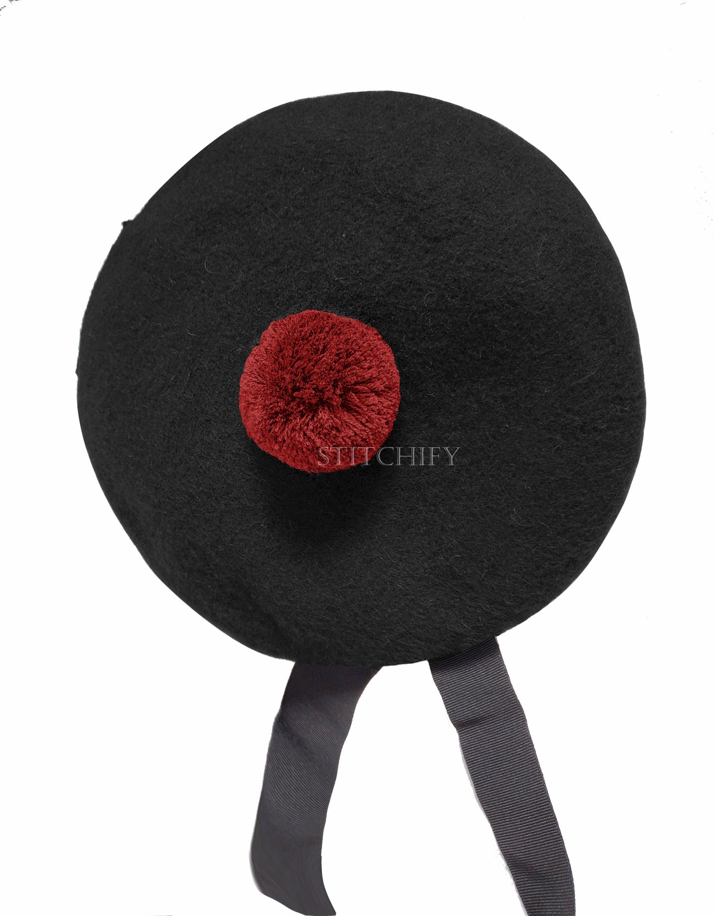 Black Wool Balmoral Hat For Pipe Band
