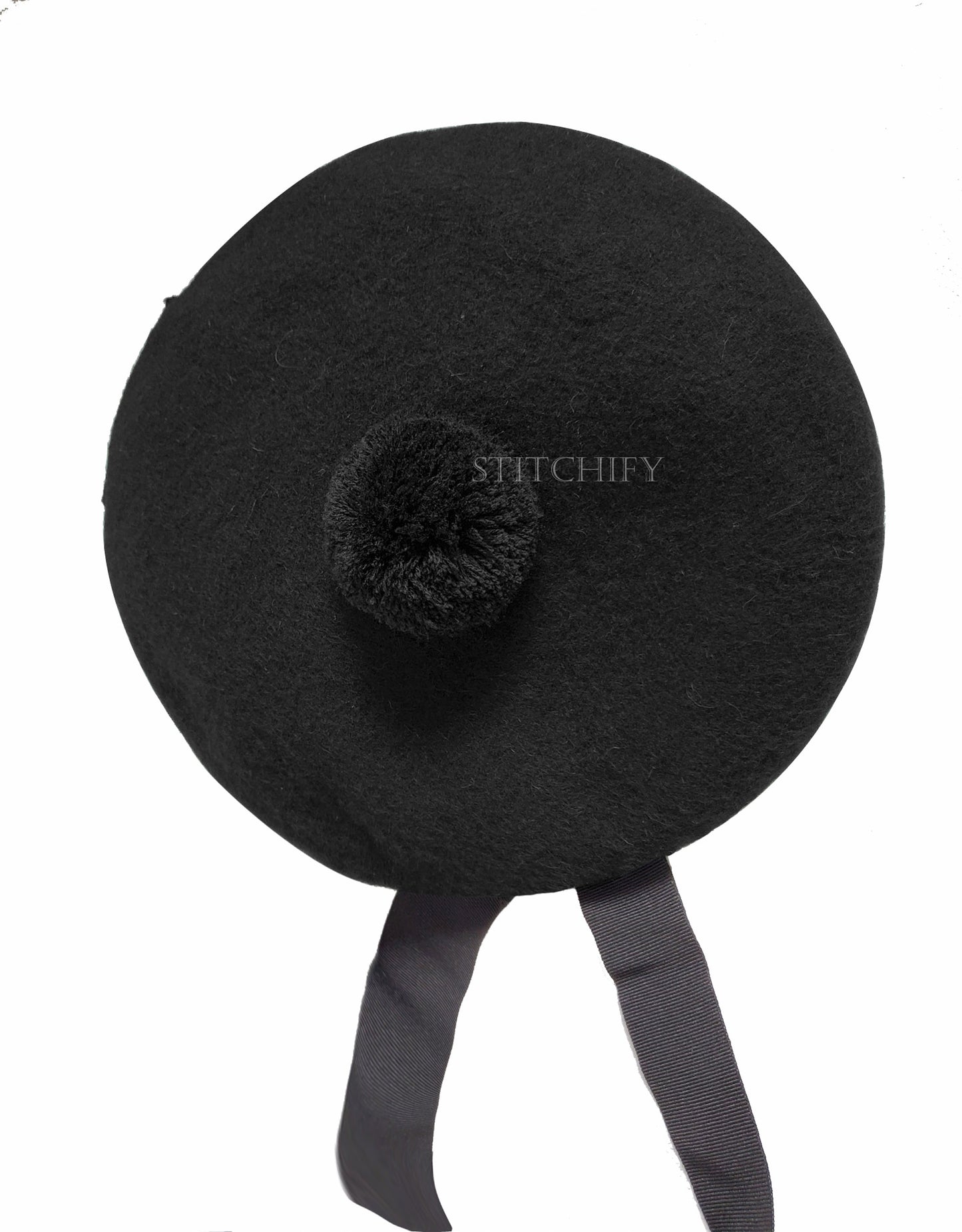 Black Wool Balmoral Hat For Pipe Band Hat