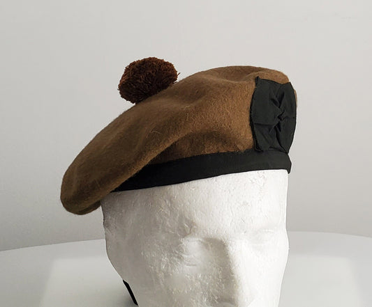 Khaki Wool Scottish Balmoral Hat With Pom
