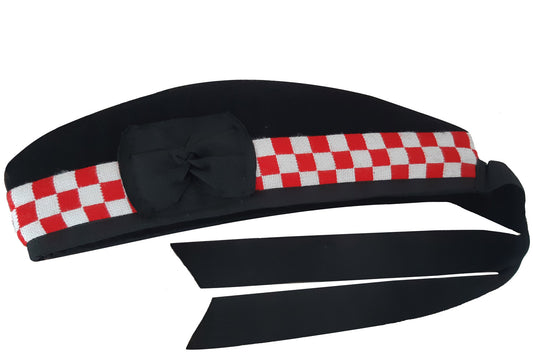 Scottish wool glengarry hat red and white diced