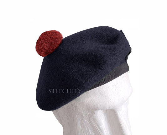 Wool Balmoral Cap For Pipe Band - Blue
