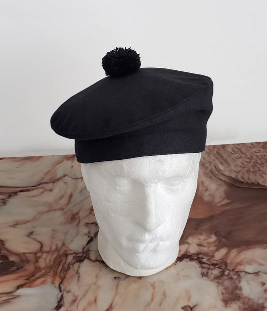 Scottish Men's Tam O'Shanter Hat, Black Scott's Tam