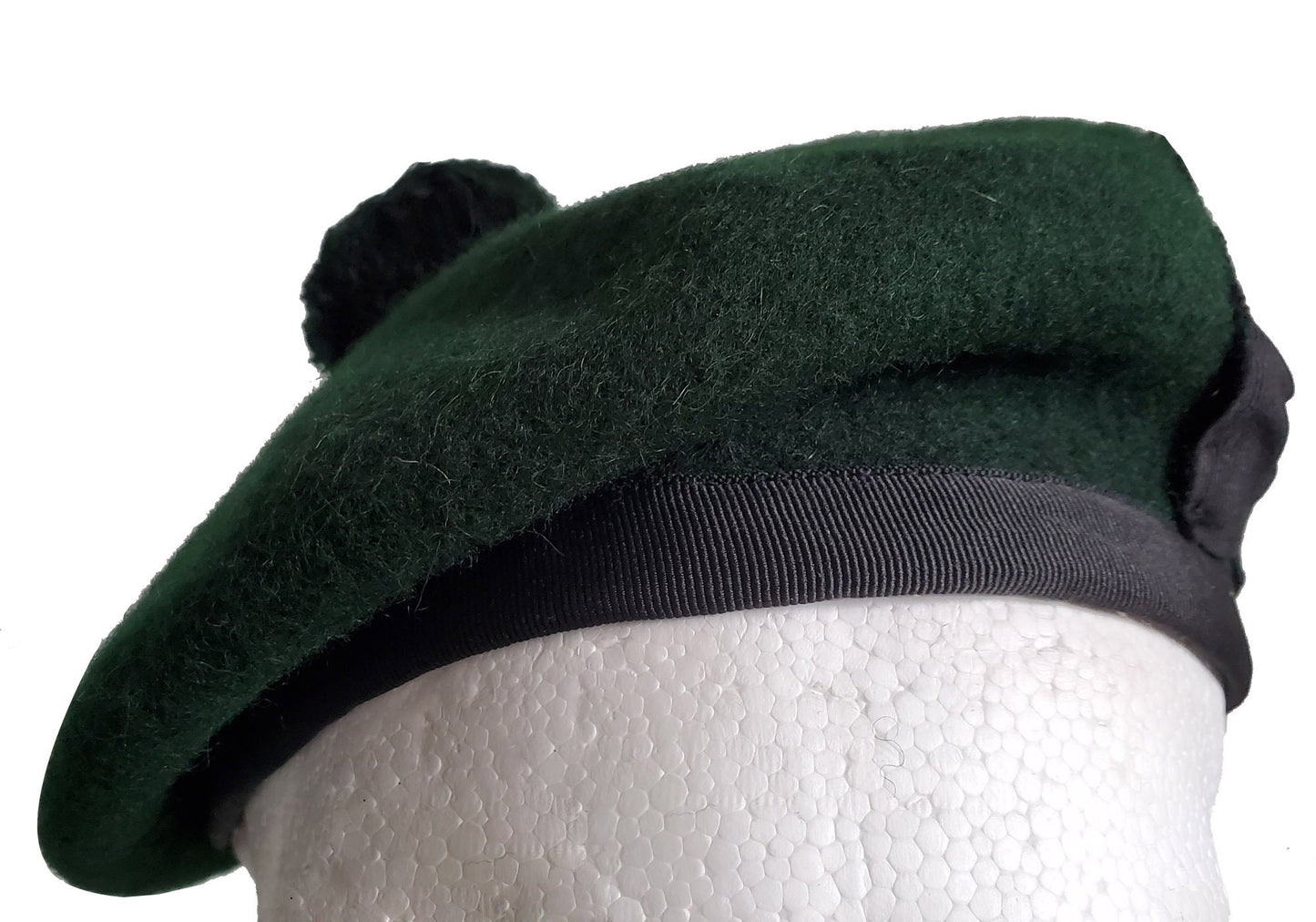 French Beret Hat ,Scottish wool Balmoral Hat , Scot's Green beret, glengarry hat for pipe band Ta, Pom Pom Hat