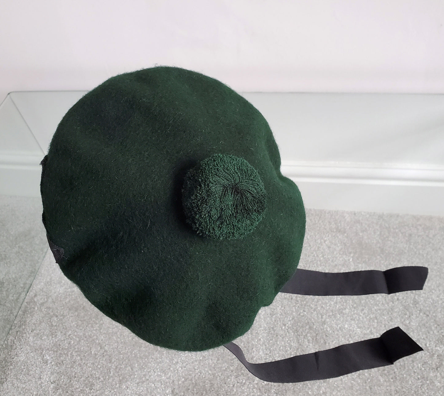 French Beret Hat ,Scottish wool Balmoral Hat , Scot's Green beret, glengarry hat for pipe band Ta, Pom Pom Hat