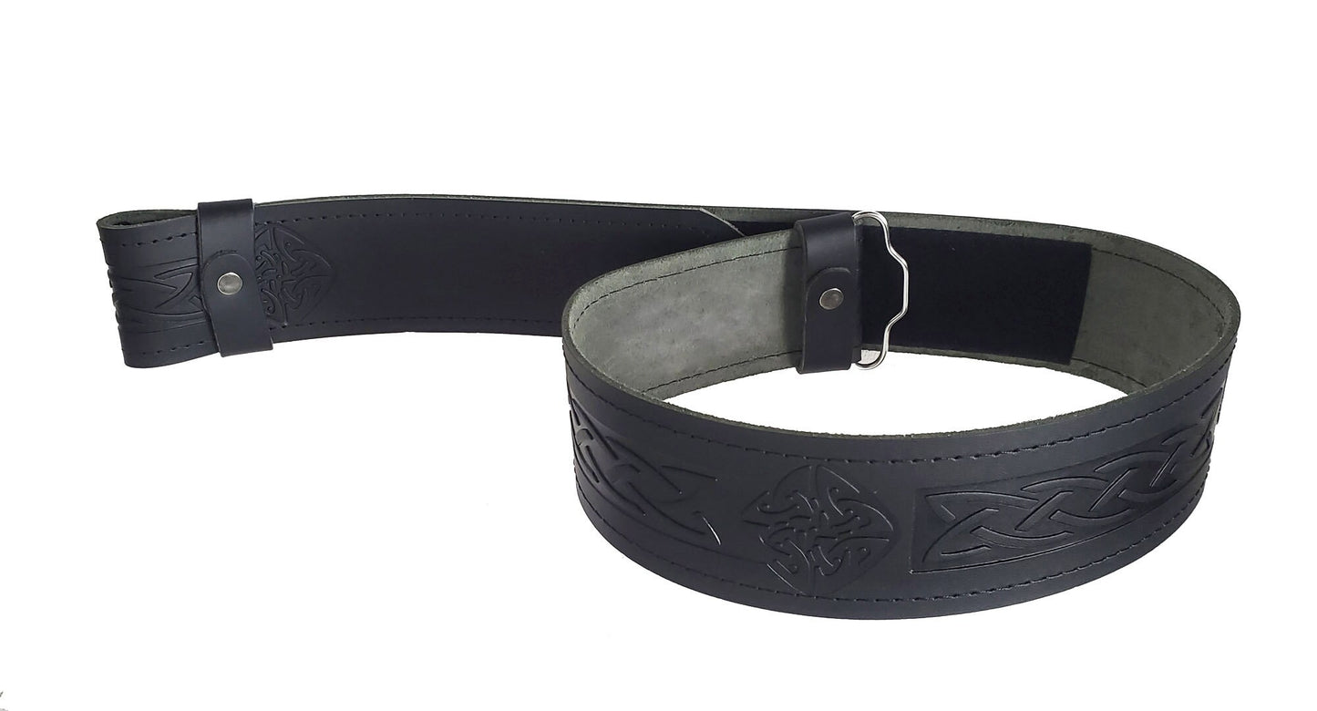 Leather Kilt Belt Embossed Kilt Belt Kilt Belt and Buckle Antique Thistle Buckle Scottish Belt Wide Leather Belt Highland Outfit