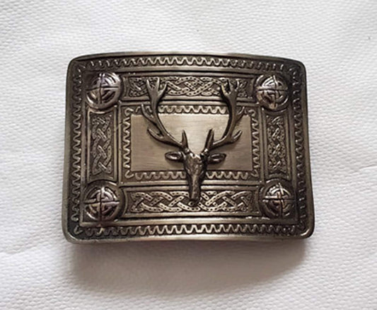 Mens Kilt Belt Buckle Antique Finish Traditional Highland Stag Buckle