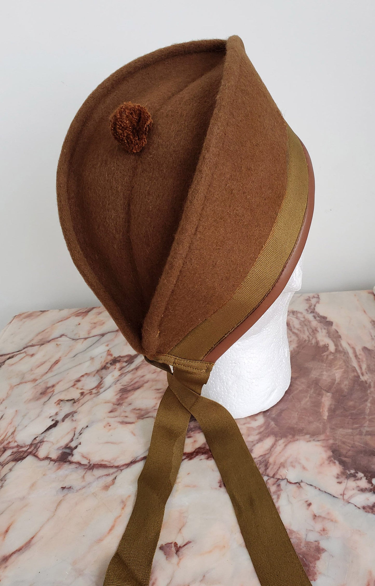 Canadian WWI 134th Battalion Khaki Glengarry Hat, Highland Cap,1918 Reproduction, Scottish Tam, Pom pom Hat, Black Watch Hat