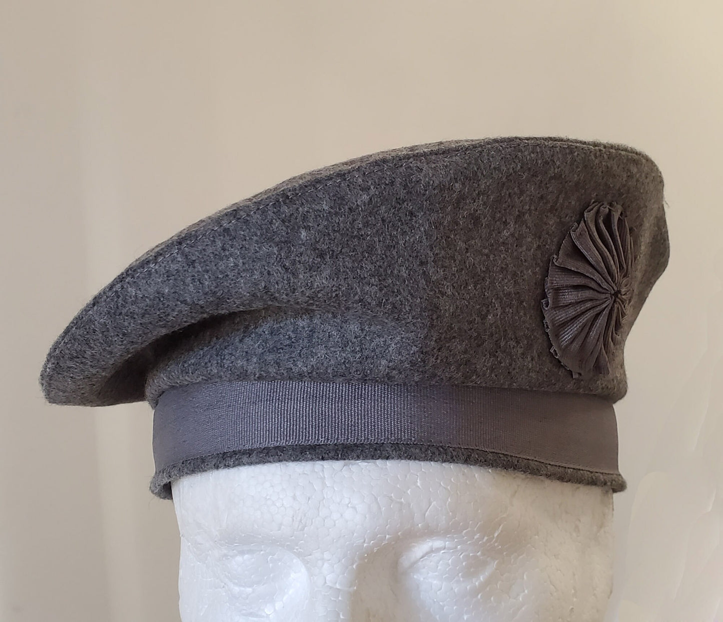 Caubeen Hat, Side Hat, Black Ribbon, Bonnet, Grey Hat, Wool Hat, Slouchy hat, Irish Beret, Ribbon Rosette, Wedding Outfit